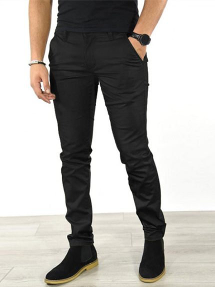 Men's Solid Color Basic Slim Fit Business Casual Pants